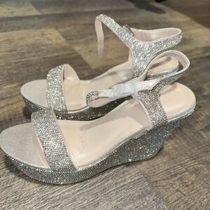 Brand new glitter wedge heels